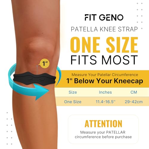 Fit Geno Knee Strap Patella Support: Knee Band for Patellar Tendon Pain Relief - Knee Brace for Tendonitis Jumpers Running...