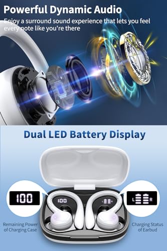 GJB Wireless Earbuds, 60H Playback Bluetooth 5.3 Headphones,Noise Cancelling Wireless Headphones with LED Battery Display,...