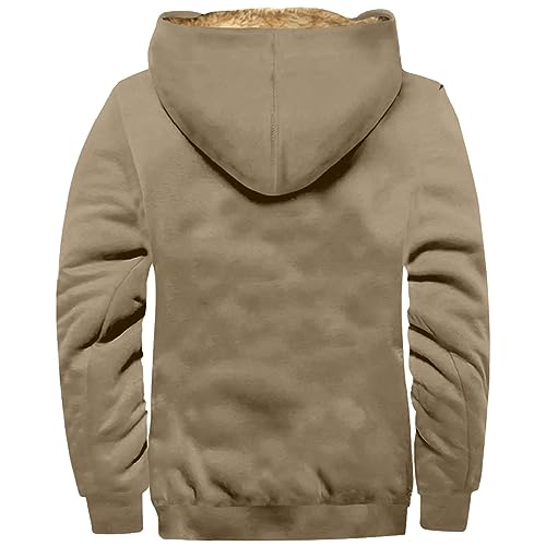 Mens Jacket Thick Sherpa Lined Color Block Western Hoodie Zip Up Fall Hooded Jacket Soft Fleece Coat Pocket Sweatshirt