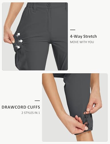 MOURCE Womens Hiking Pants Lightweight - Quick Dry Water Resistant Cargo Pants Women with 7 Pockets & Drawcord Cuffs