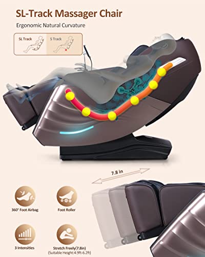 RELX Massage Chair Full Body, 15 Modes Zero Gravity SL-Track Shiatsu Massage Chair Built-in Heat System, Airbag Massage wi...