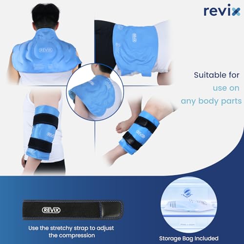 REVIX 20‘’ XXXL Knee Ice Pack Wrap Around Entire Knee, Extra Large Ice Pack for Leg Discomfort Reducing, Cold Compress The...