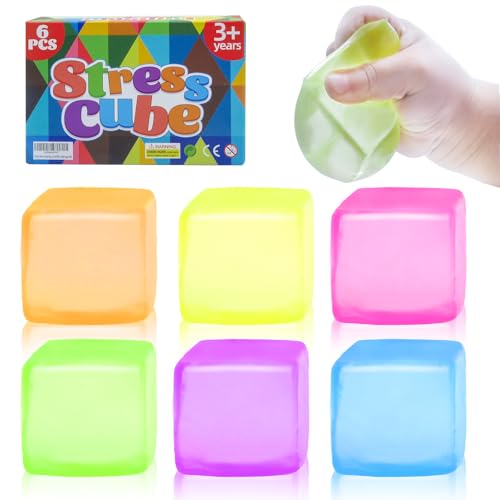 6 Pack Stress Cube Squishy Stress Balls for Adults Kids, Sensory Fidget Toys for Anxiety Stress Relief, Calming Toys Slow ...