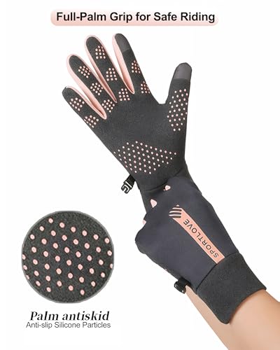 Bawnhaw Lightweight Winter Running Gloves for Women Touchscreen Warm Polar-Fleece Liners Windproof Cycling Driving Non-Slip