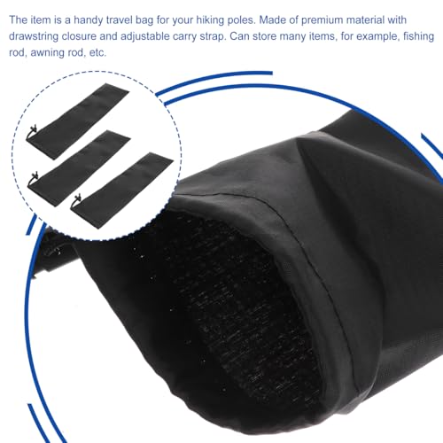 Tent Pole Bag 19inch Trekking Poles Carrying Bag Replacement Case for Walking Stick Black 3PCS