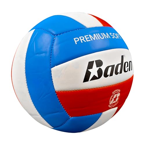 Baden Premium Soft Synthetic Leather Official Size & Weight Outdoor Volleyball 6 Pack with Pump