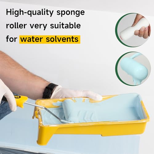 VOOMEY Mini Paint Roller Covers，High Density Foam Paint Roller，4 Inch Foam Roller Paint, 24 Pack,Fits All Flat Surfaces, I...