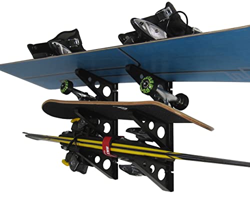 StoreYourBoard Ski Rack – Heavy-Duty Horizontal Ski Wall Mount & Snowboard Wall Mount for Garage Wall Shelving - Snowboard...