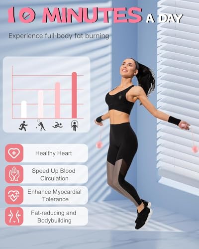 Cordless Jump Rope with Counter for Fitness - Adjustable Smart Skipping Rope For Men Women Kids Outdoor Speed Boxing Cross...