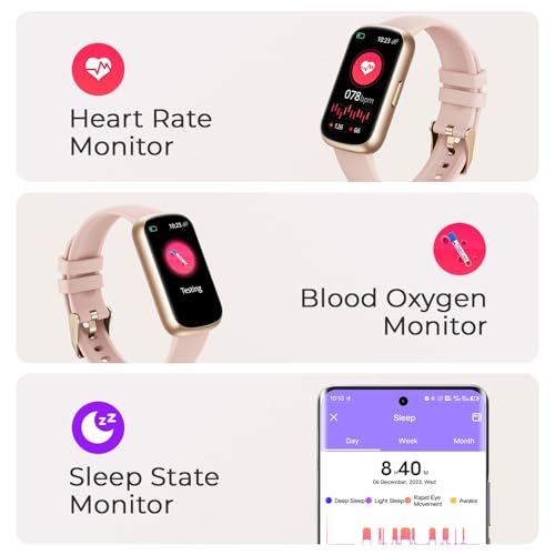 TIFOZEN Fitness Tracker for Women Men, Smart Watch Band with 24/7 Heart Rate Blood Oxygen Sleep Monitor, Calories Step Tra...