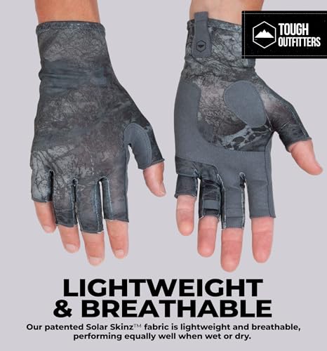 Tough Outdoors UV Fishing Gloves - Fingerless Grip for Kayak Gloves - UPF 50+ Sun Protection - Fishing Accessories