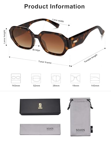 SOJOS Polarized Sunglasses For Women Retro Rectangle Womens Sun Glasses Trendy Narrow Square 90s Shades SJ2232