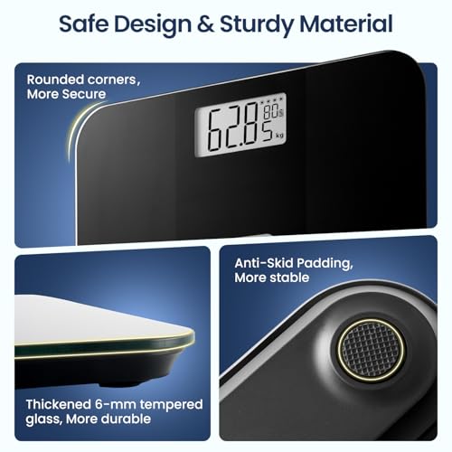 TIPRE Solar Powered Weight Scale with Endless Power, Scale for Body Weight, Electronic Bathroom Scale for Weight Loss, Dig...