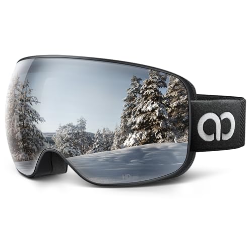 Lamicall Ski Goggles with 3X Anti-Fog - 100% UV Protection, OTG, Gifts for Skiing, Snowboard, Snowmobile, Men, Women
