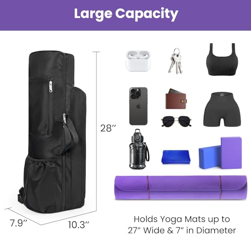 Voolra Yoga Mat Bag Backpack for Women and Men with Multi-Pockets for Mats Blocks and Accessories, Waterproof Yoga Mat Car...