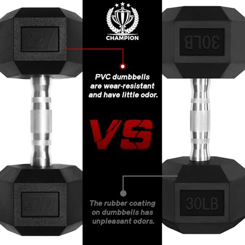 Ritfit 5-650 LBS PVC Encased Hex Dumbbell Sets with Optional Rack for Home Gym, Hand weight with Chrome Handle for Strengt...