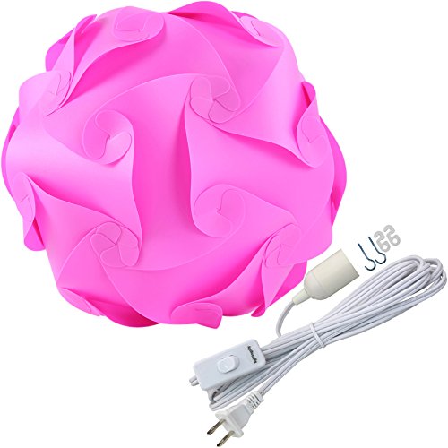 Lightingsky DIY Jigsaw Puzzle Lamp Shade Kit - XL 16 inch, Pink, Plastic, 15 Feet Hanging Cord