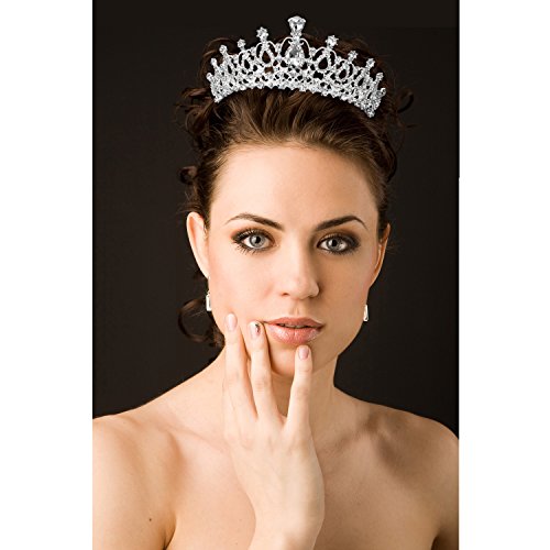 TecUnite 2 Pack Silver Tiara and Crowns for Women Crystal Princess Crown with Combs Wedding Tiaras for Bride Rhinestones H...