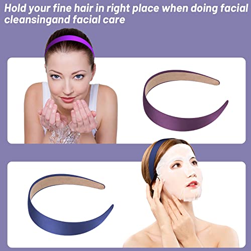 anezus 16 Pcs Satin Headbands Bulk 1 Inch Anti-slip Ribbon Hair Bands Plain Hard Headbands for Women Girls DIY Craft Hair ...