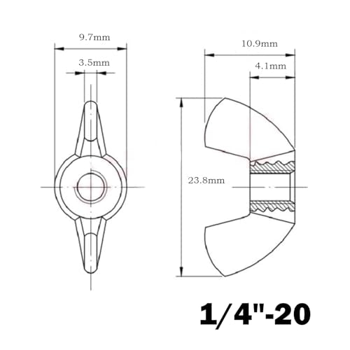 1/4"-20 Wing Nuts,Stainless Steel 18-8(304) Wing Nuts, 20Pcs-Pack
