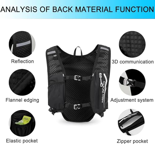 INOXTO Running Hydration Vest ,Lightweight Insulated Pack with 250ml Soft Flask Daypack for Hiking Trail Running Cycling R...