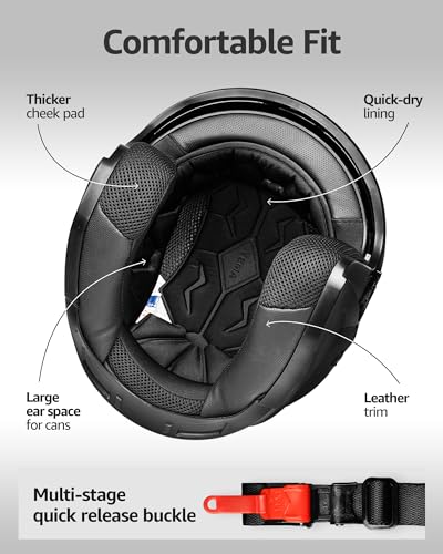 YEMA Open Face Motorcycle Helmets, DOT Approved 3/4 Moped Helmet Dual Visor Quick Release Buckle, Helmets for Adults Motor...