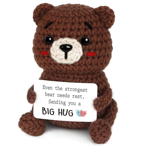 Glydein Get Well Gifts for Women After Surgery, Handmade Positive Bear Crochet Decor, Thinking of You Feel Better Gift for...