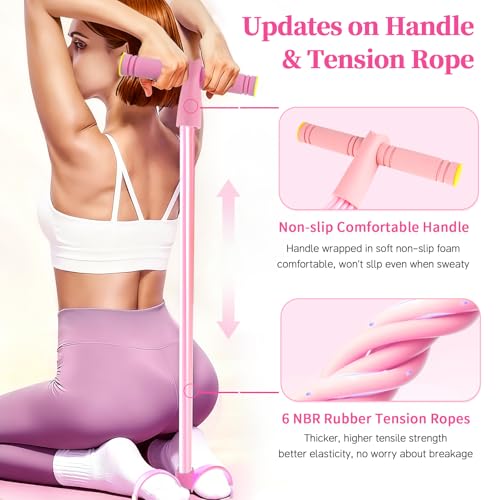 Pedal Resistance Bands with Handles, Upgrade 6-Tubes Manual Tension Training Pedal, Natural Rubber Foot Pedal Resistance B...