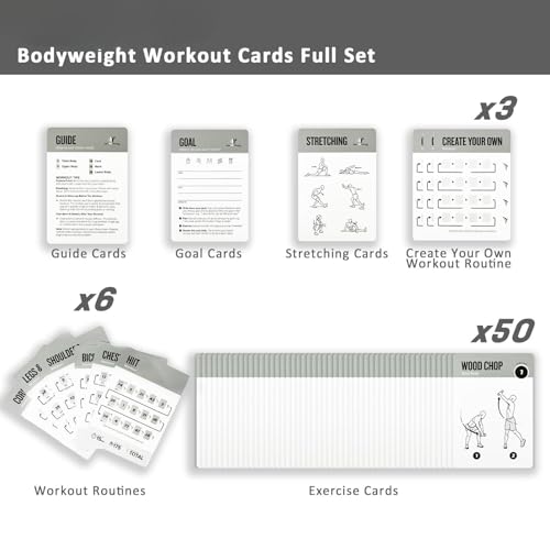 Dumbbell Workout Cards, 62 Large 5"x3.5" Exercise Cards for Home & Gym, Strength Training, Muscle Building, Beginner Fitne...
