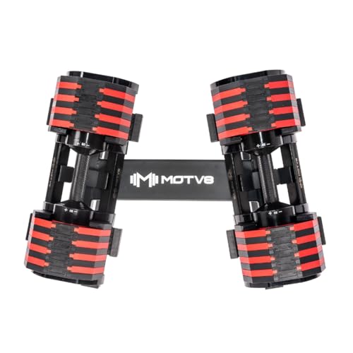 Decabell 580 Adjustable Dumbbells - Motv8 Decabell 580s, 5lbs - 80lbs Adjustable Free Weight Nuobell Style Dumbbell for Me...
