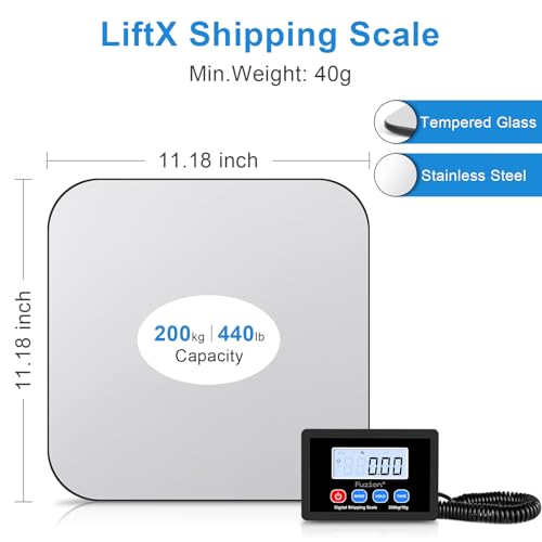 Fuzion-LiftX Shipping Scale, 440LB/200KG x 10g Digital Postal Scale, Hold/Tare Function, Shipping Scale for Packages Small...