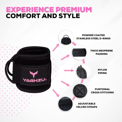 YAGHZU Ankle Straps for Cable Machines Women, Glute Kickback Cable Machine Attachments, Gym Ankle Cuffs, Wrist Cuffs for W...