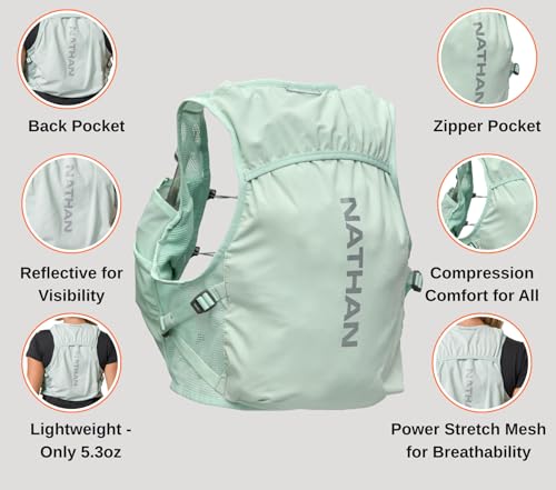 Nathan Women's Hydration Vest - Lightweight Mesh, Breathable, 2x14oz Flasks, 2L Bladder, Reflective Vest, Pinnacle Breeze