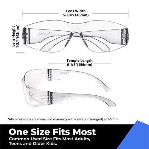 amoolo Clear Safety Glasses Bulk of 24, Protective Eyewear for Men Women, ANSI Z87.1 Impact Resistant Eye Protection for W...