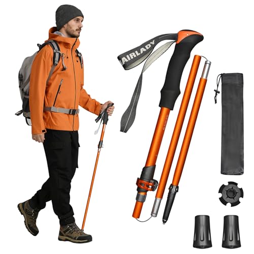 Deepfeel Collapsible Trekking Pole Adjustable Hiking Pole - Aluminum Alloy 7075 Walking Stick with Telescopic & Foldable T...