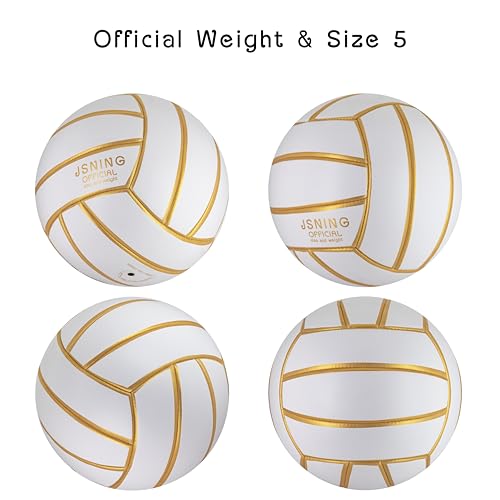 JSNING Golden White Volleyball, Volley lite for Outdoor Indoor Beach Game,Soft Touch,Official Size 5,Gift for Boy Girl Man...