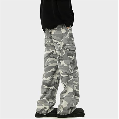 Camo Cargo Pants Mens Casual Graphic Oversized Wide Leg Hiking Pants Trendy Stretch Breathable Plus Size Lightweight Trousers