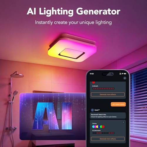 OREiN Matter Smart Bathroom Fan with Light, 110 CFM Exhaust Fan, AI Lighting Creator with 24-Zone DIY Color+ 65 Dynamic Ef...