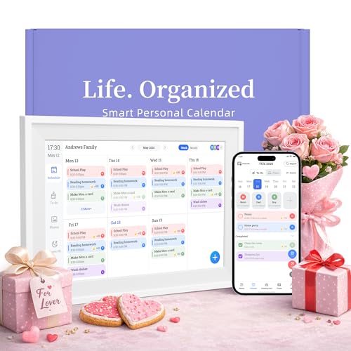 10.1’’ Smart Digital Calendar - Interactive Touch Screen, HD Display, Wall Mountable Family Organizer with Chore Chart, T...