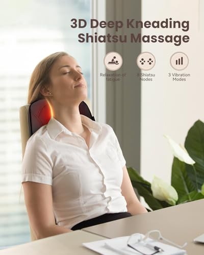 COMFIER Back Massager for Back Pain Deep Tissue 3D Shiatsu Neck Back Massager with Heat & Vibration Massager for Neck Shou...