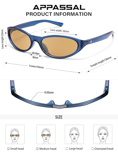 Appassal Retro Y2K Wrap Around UV400 Oval Sunglasses for Women Men Sporty Shades Rave 2026 Sunglasses AP3741