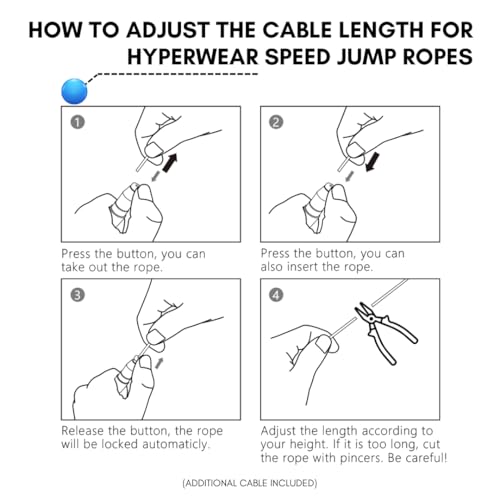 HYPERWEAR Adjustable Speed Jump Rope – Patented Self-Locking Cable System, Aluminum Handles with Knurled Silicone Grip for...