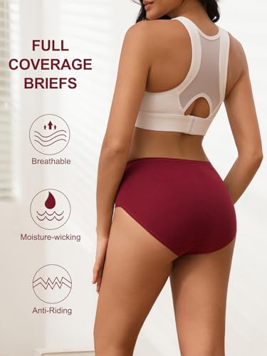 Vevmon Cotton Underwear for Women High Waisted Full Coverage Briefs Soft Ladies Panties 5 Pack