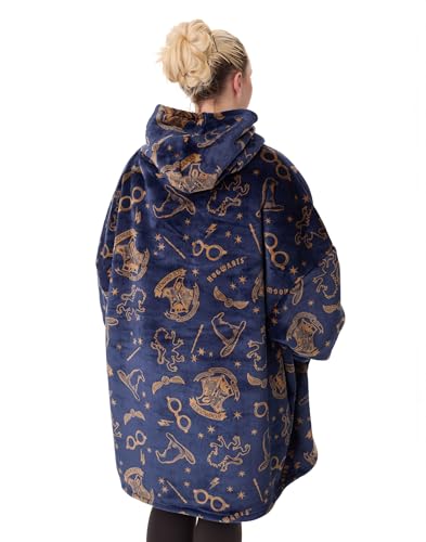 Harry Potter Womens Wearable Blanket Hoodie | Adults Fluffy Fleece Hooded Pullover Hogwarts Graphic | Wizard Lined Loungew...