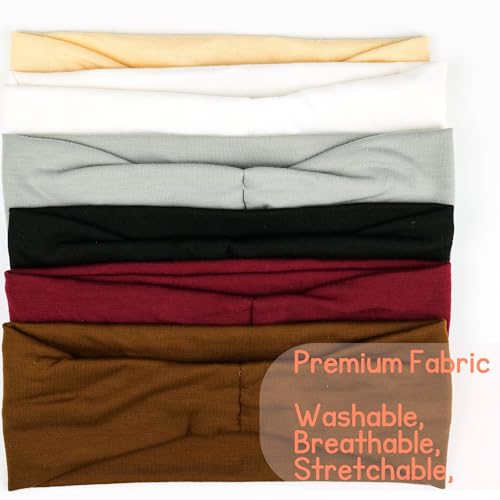 SUNBAK 6-Pack Wide Non-Slip Headbands for Women-4-Inch Wide Stretchy Yoga & Workout Hair Bands – Sweatproof, Comfortable, ...