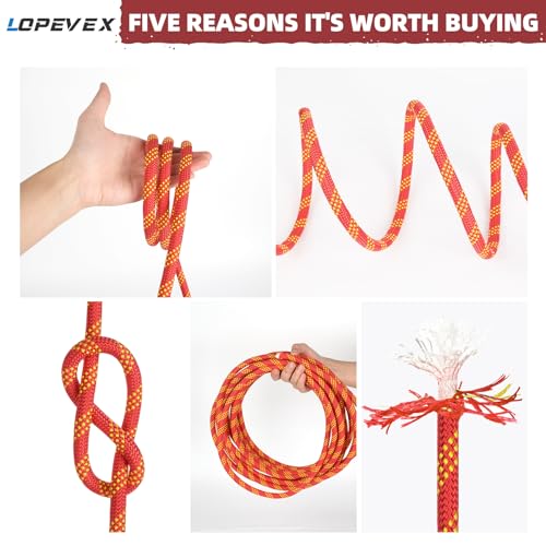 Lopevex 1/2 Inch Static Climbing Rope (150 Ft) - 9000lbs High Strength Arborist Bull Rope for Tree Pulling, Rigging & Rapp...