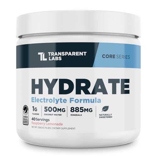 Transparent Labs Hydrate Sugar Free Electrolytes Powder - Hydration Powder Electrolytes with Coconut Water, Calcium, Tauri...