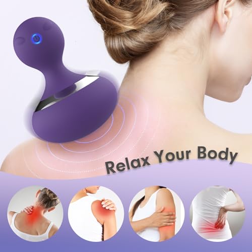 MANFLY Cordless Electric Massage Ball with 10 Powerful Vibrations, Rechargeable Handheld Massager (Purple)