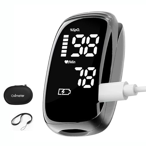 Rechargeable Pulse Oximeter Fingertip - Blood Oxygen Saturation Monitor With Accurate Fast SpO2 Reading Outdoor Sports Wid...