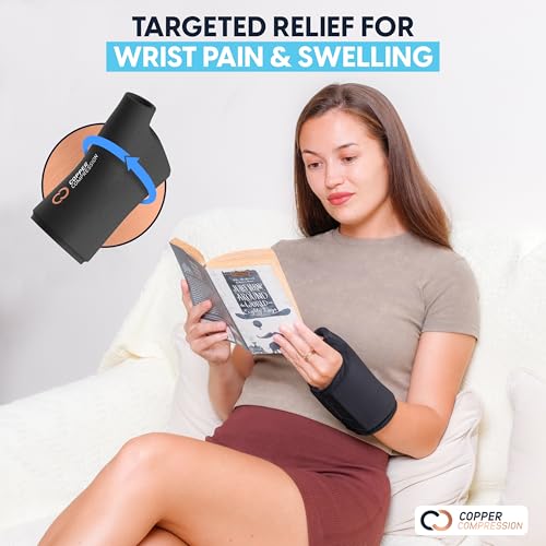 Copper Compression CopperFreeze Wrist Sleeve – Hot & Cold Therapy Support for Pain, Swelling, and Injury Recovery – 360° C...